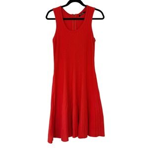 Nic+Zoe Women's Hot Coral Ribbed Fit and Flare Knit Scoop Neck Dress Size Med